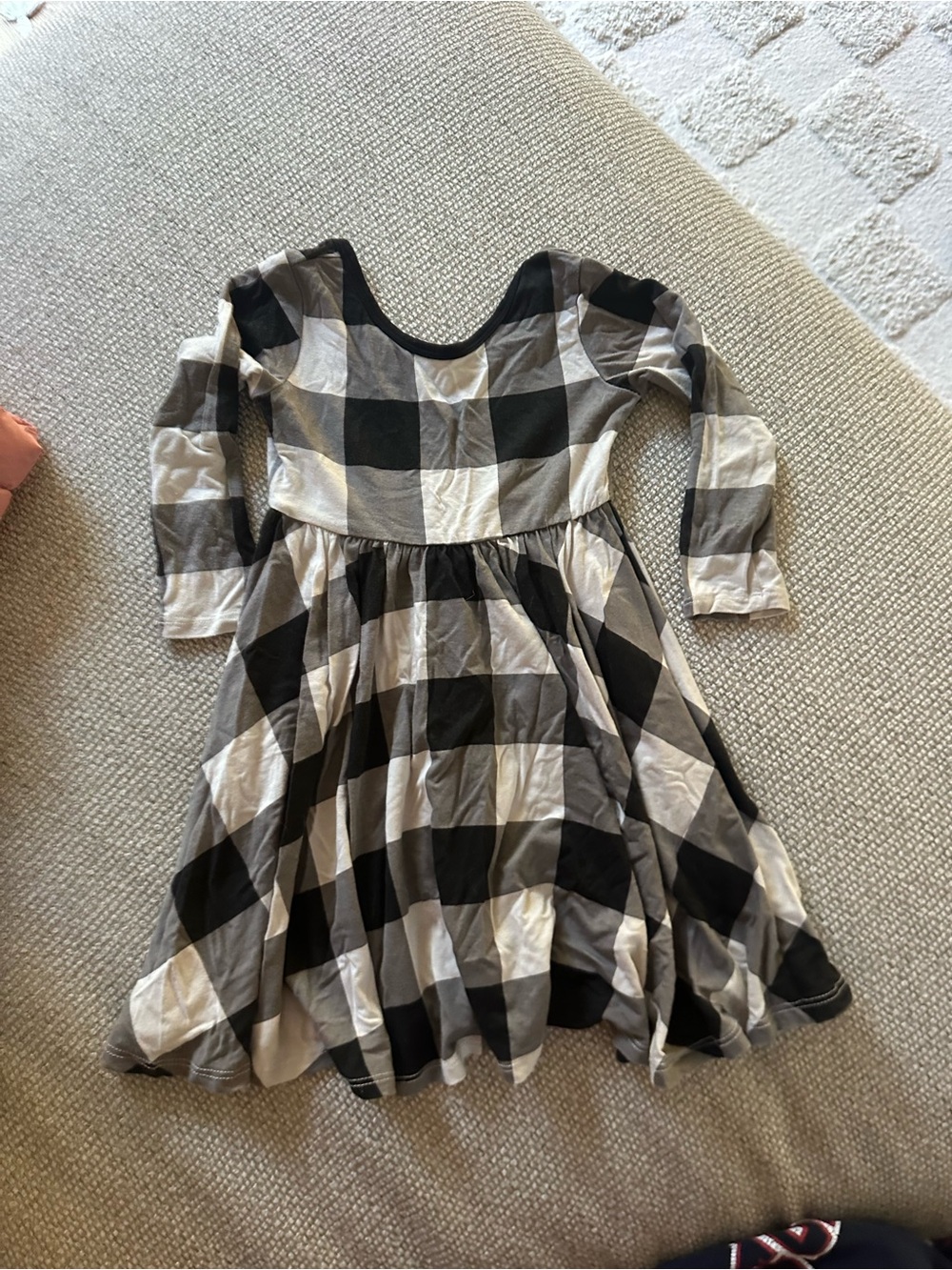 Kyte Midnight Buffalo Check Long Sleeve Twirl Dress